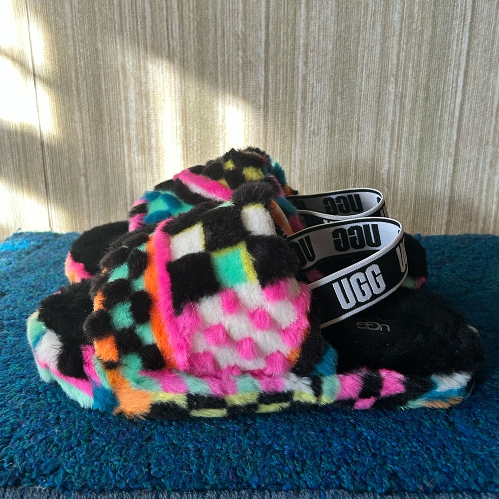 Ugg Fluff Yeah Checkered Multicolored Slipper/Sho… - image 3